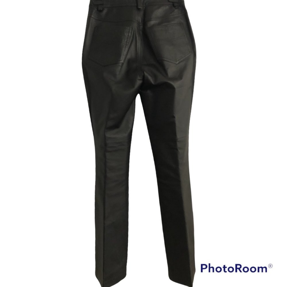 NEWPORT NEWS 100% Black Leather Pants sz. 4 - Picture 4 of 9